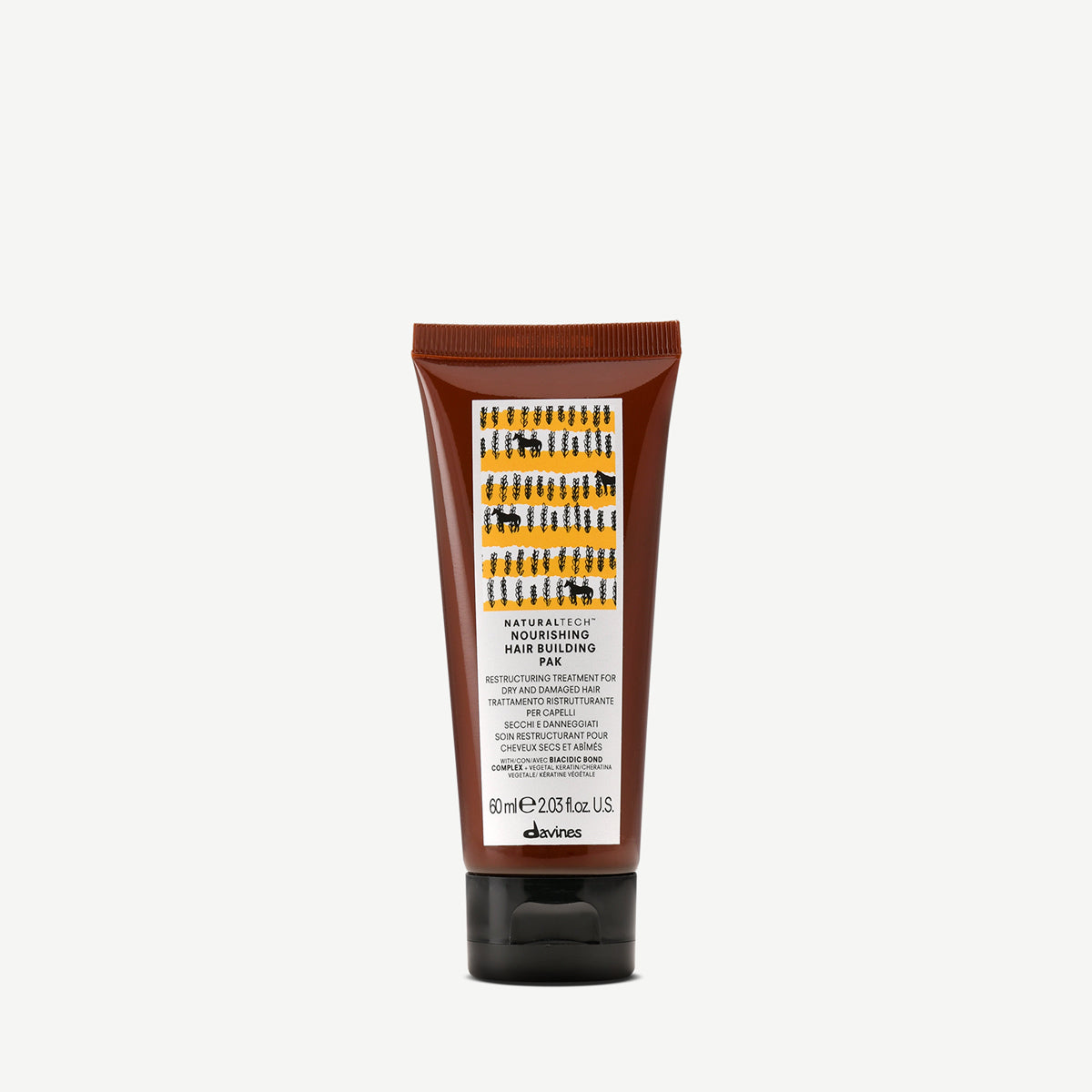 Davines NOURISHING Hair Building Pak - Maschera ristrutturante con cheratina vegetale combinata con Biacidic Bond Complex per capelli secchi e sfibrati