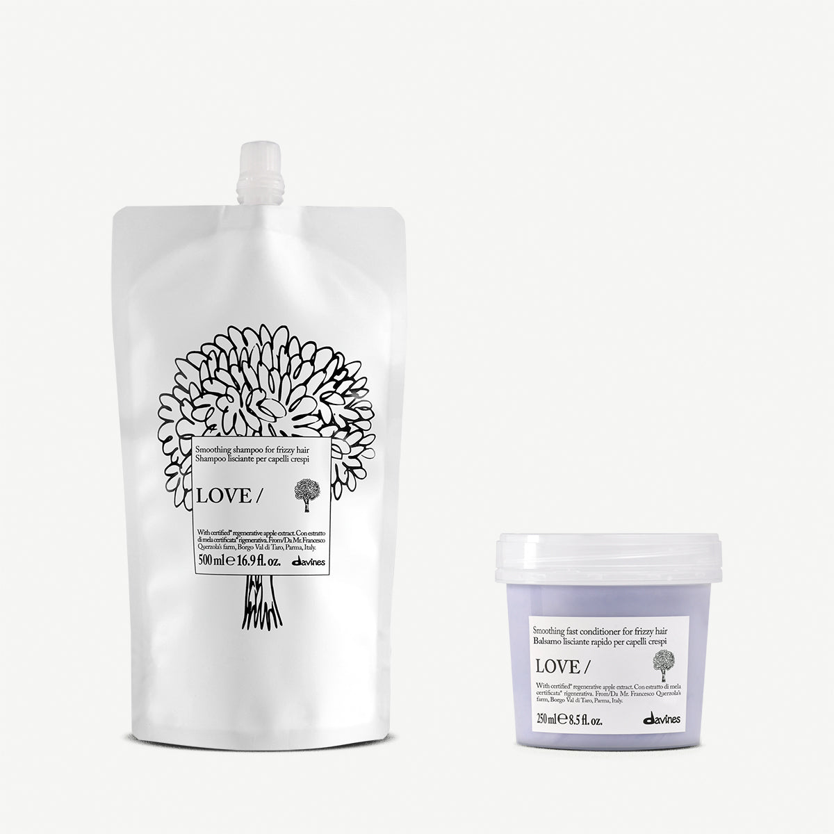 Davines Duo Ricarica LOVE Smoothing - Routine lisciante per capelli lisci e crespi