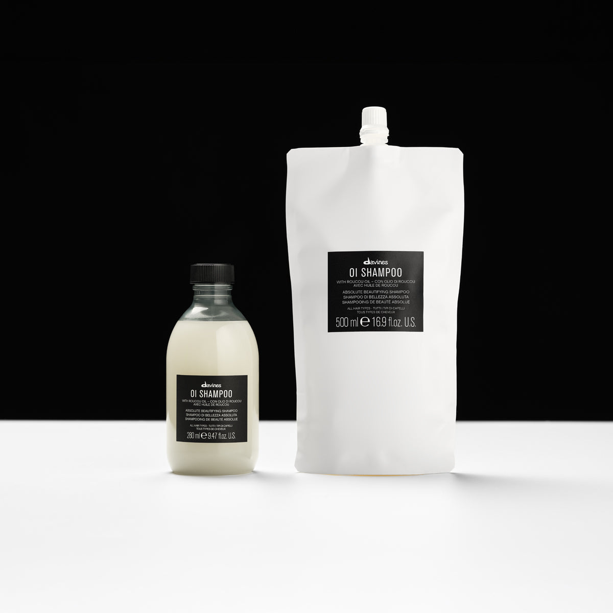 Davines OI Shampoo + Refill - Kit ricarica shampoo per capelli luminosi, brillanti e morbidi