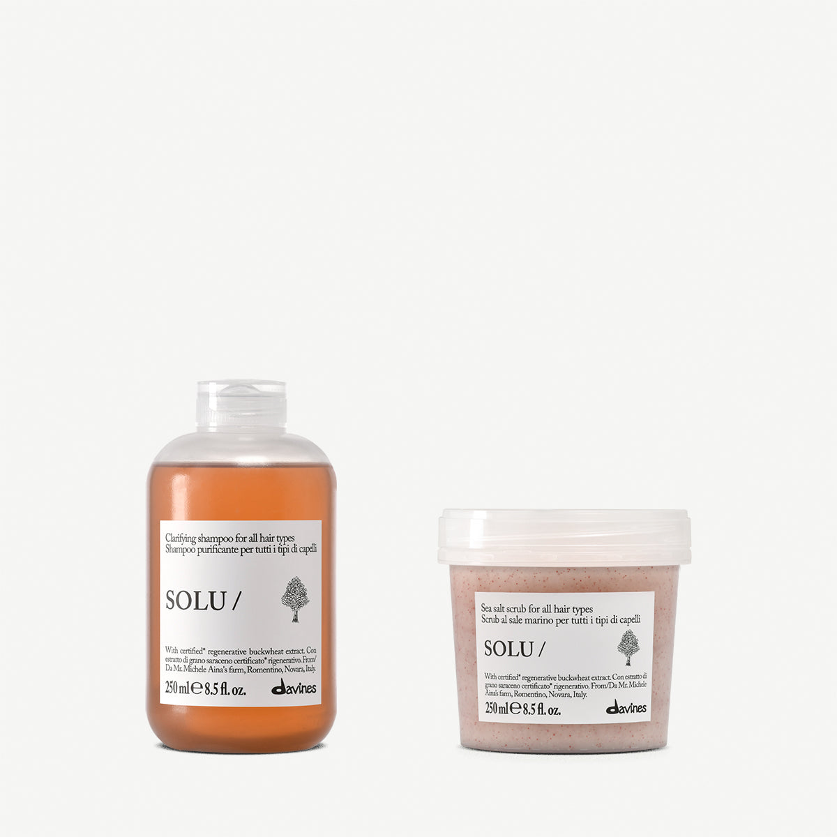 Davines SOLU Shampoo + Scrub - Kit rinfrescante per tutti i tipi di capelli