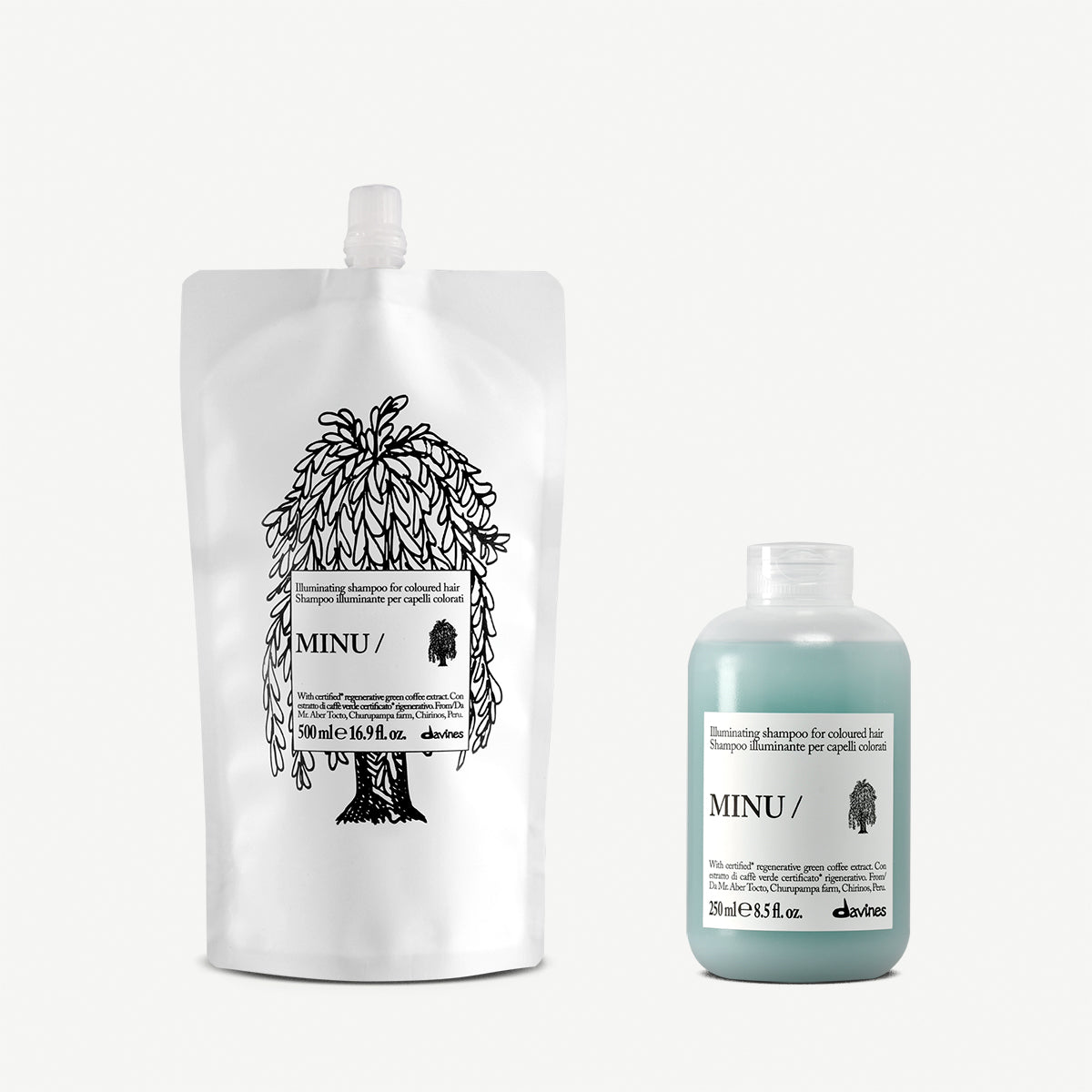 Davines MINU Shampoo + Refill - Kit ricarica shampoo illuminante e protettivo per capelli colorati