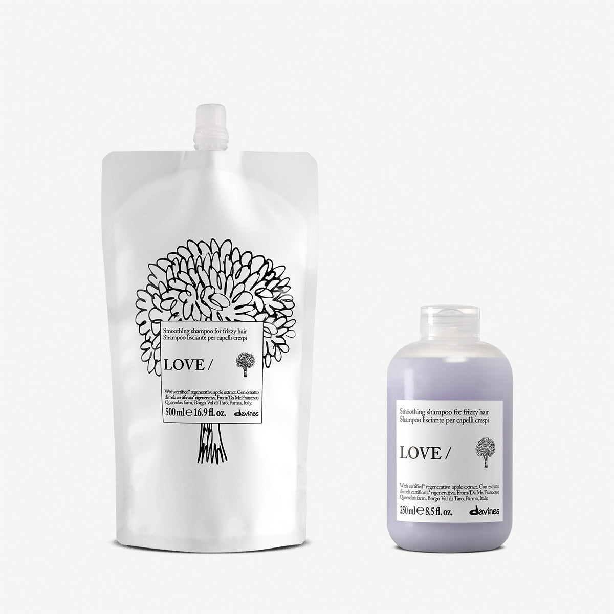 Davines LOVE Smoothing Shampoo + Refill - Kit ricarica shampoo lisciante per capelli crespi o indisciplinati