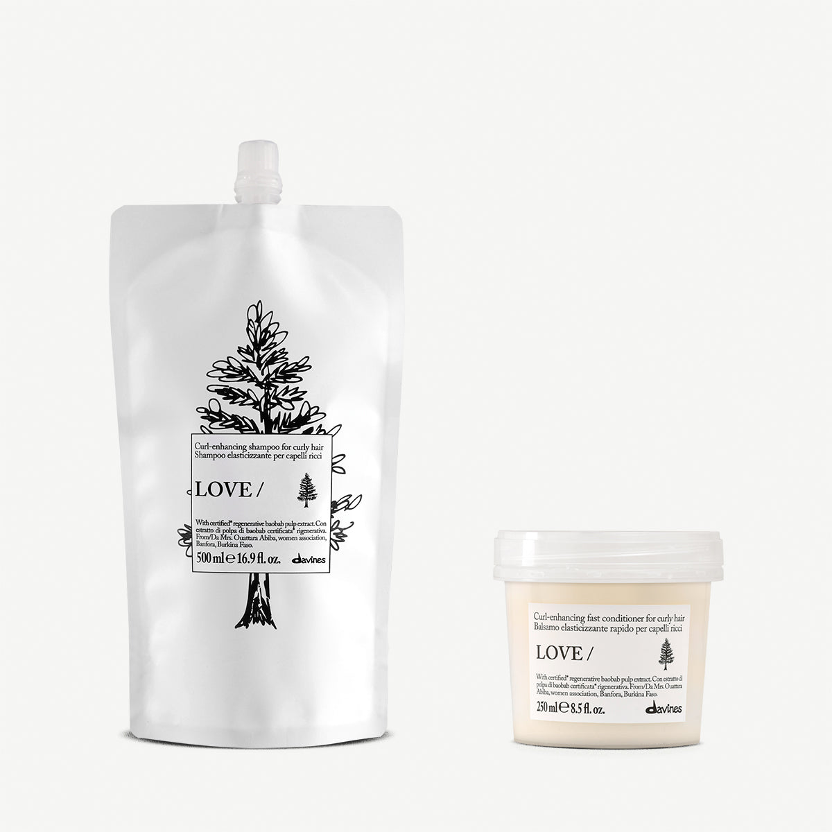 Davines Duo Ricarica LOVE CURL - Ricarica shampoo e conditioner per capelli mossi e ricci